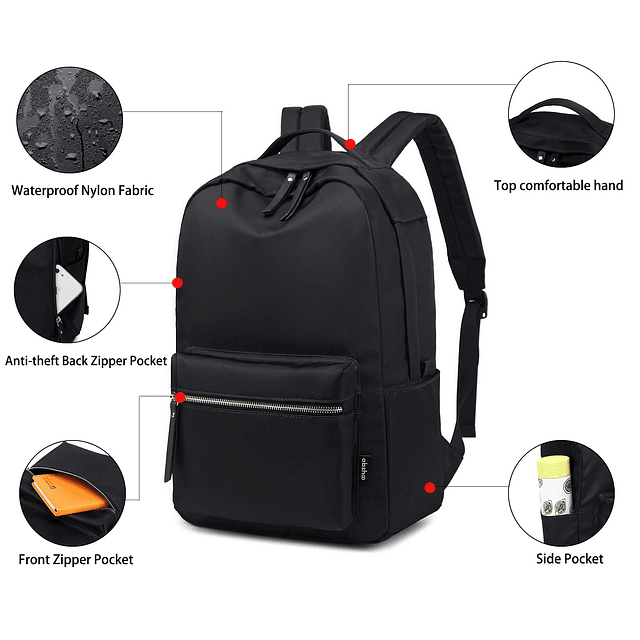 Mochila escolar ligera y clásica de nailon, impermeable, par