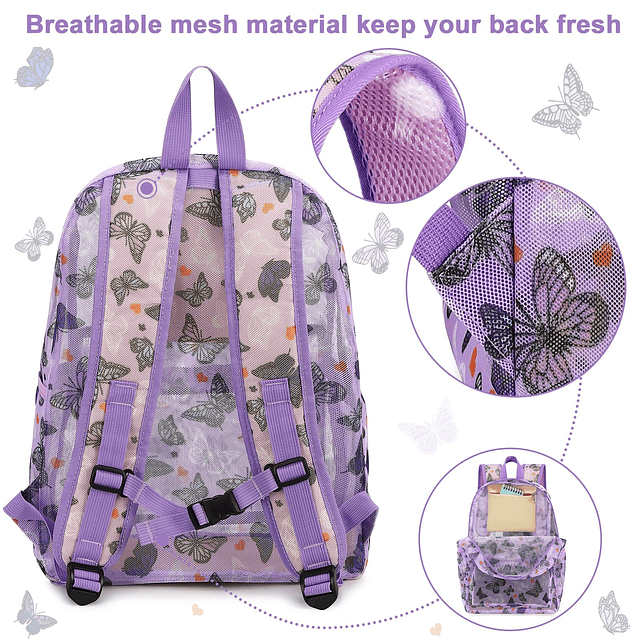 Mochila de malla para niños, niñas y niños, mochila transpar