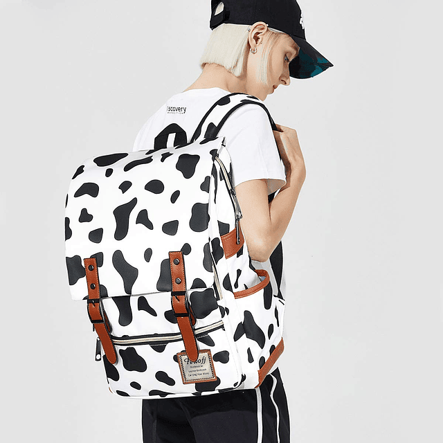 Mochila escolar con estampado de vaca para niñas, mochilas p