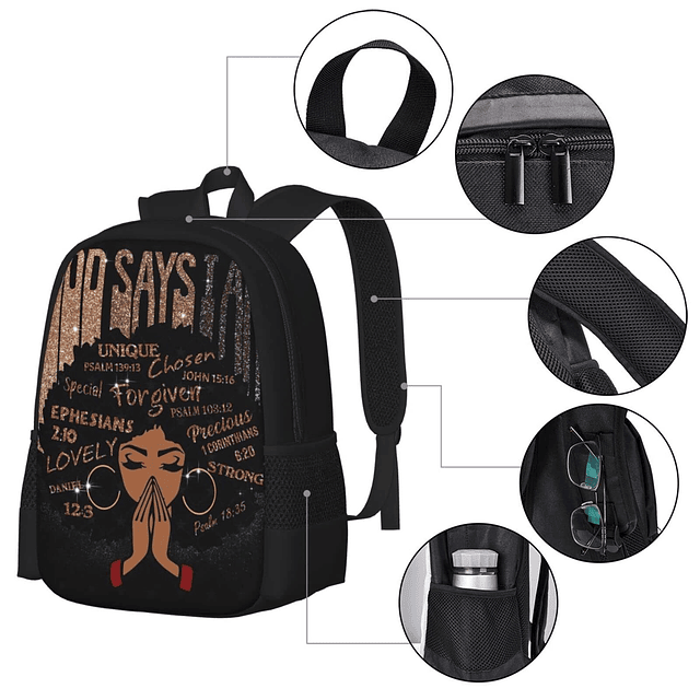 Mochila para ordenador portátil con diseño de chica negra, d