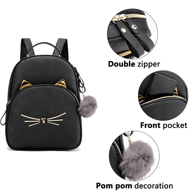 Mini mochila para niñas, adolescentes, mujeres, pequeño gato