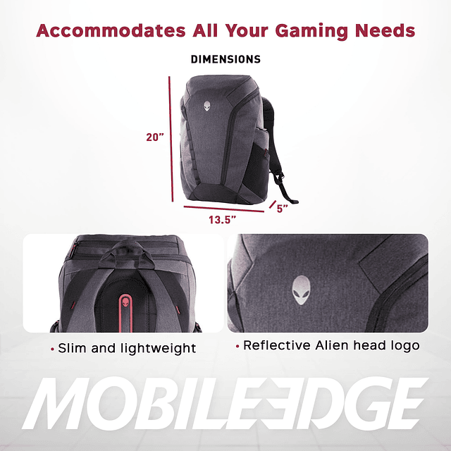 Elite Mochila para computadora portátil para juegos de 28 L