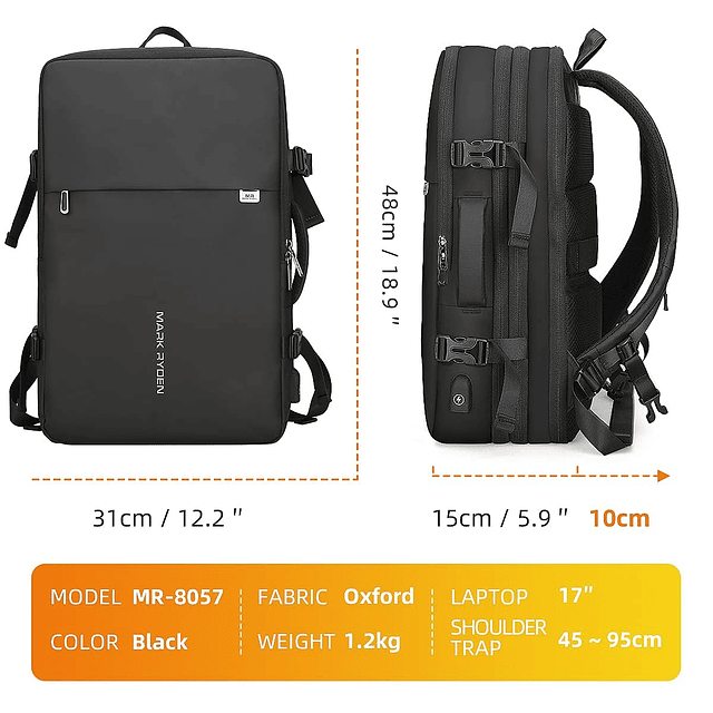 Mochila antirrobo para computadora portátil, mochila de nego