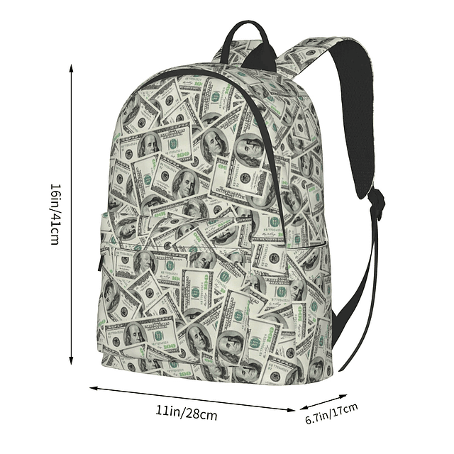 Mochila de 16 pulgadas con diseño de dólar estadounidense pa