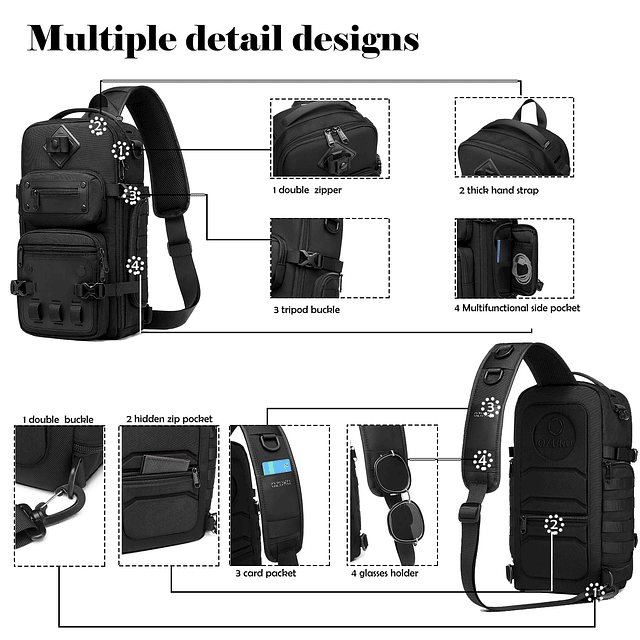 Mochila táctica para hombre, bandolera impermeable para el p