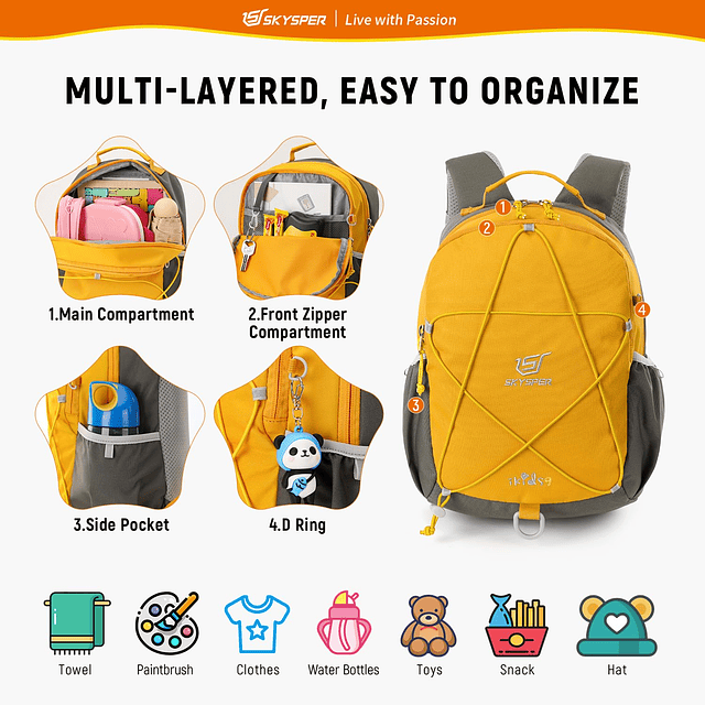 Mochila para niños pequeños con correa para niños y niñas, m