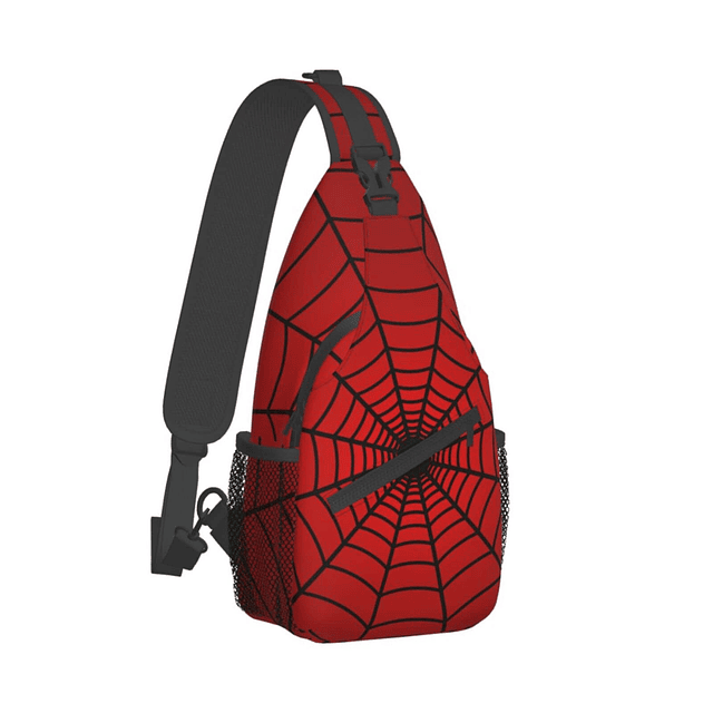 Red Spider Web Sling Bag Crossbody viaje senderismo mochila