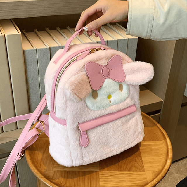 Mochila linda para niños, bolsa de felpa peluda, mochila par