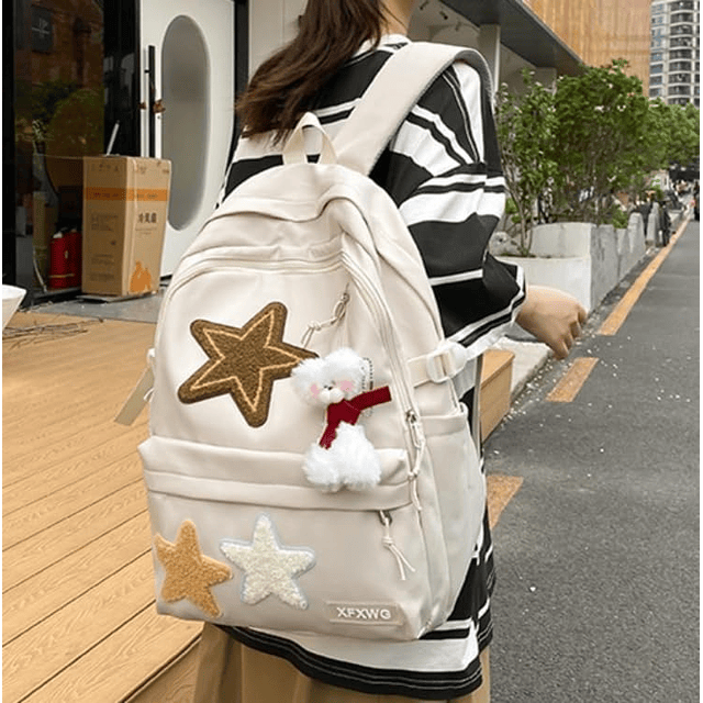 Mochila Y2k con colgante Kawaii, mochila estética con estrel