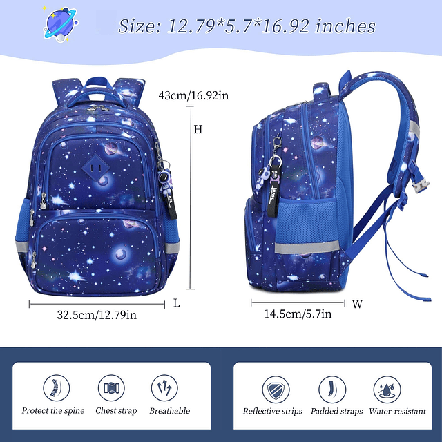 Mochila Space Kids para niños y niñas, mochilas impermeables