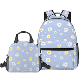 Mochila con estampado de flores y margaritas, 2 uds., regalo