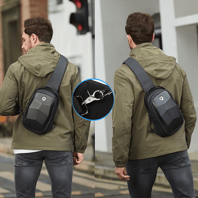 Bolso bandolera rígido para hombre, mochila cruzada resisten