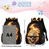 Mochila divertida con diseño de calavera gótica de fuego par