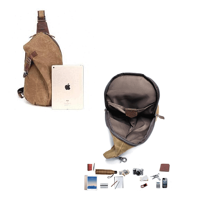 Mochila tipo bandolera para hombre, bolso cruzado de lona en