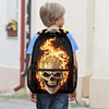 Mochila divertida con diseño de calavera gótica de fuego par