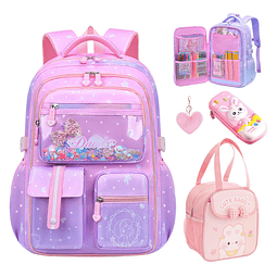 Juego de 5 mochilas para niños, linda mochila escolar para n