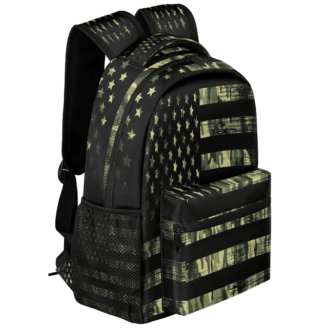 Mochila de camuflaje con bandera americana para la escuela,