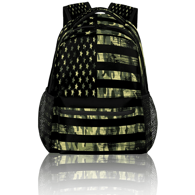 Mochila de camuflaje con bandera americana para la escuela,