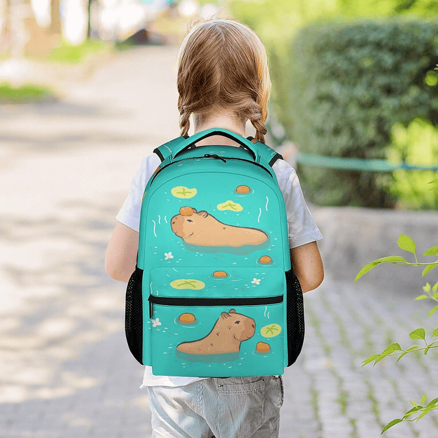 Mochila Capybara para niños, niñas y niños, mochilas verdes