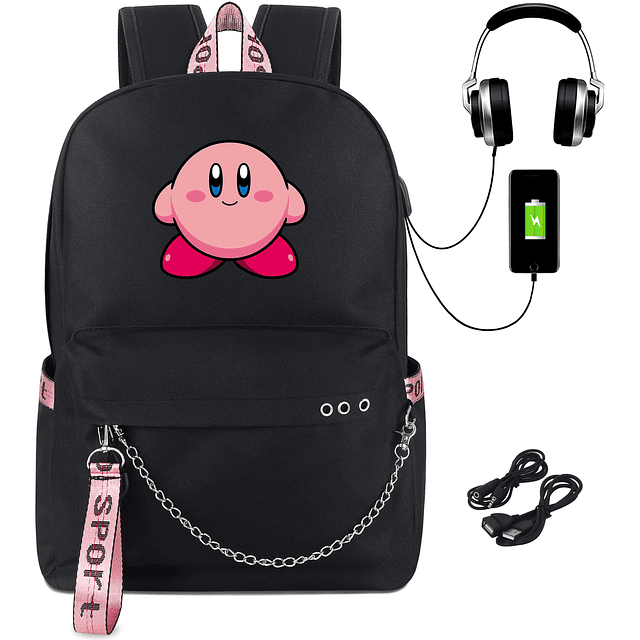 Anime Kirby Mochila Libro Bolsa Portátil Mochila Escolar con