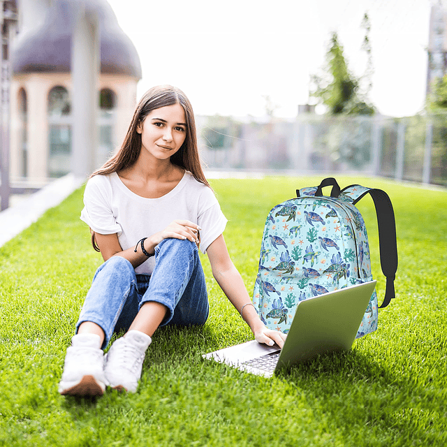 Mochila de tortuga marina para mujer de 17 pulgadas de viaje