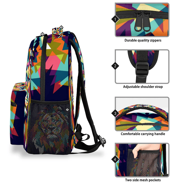 Mochilas de león para niñas y niños, mochila de viaje abstra