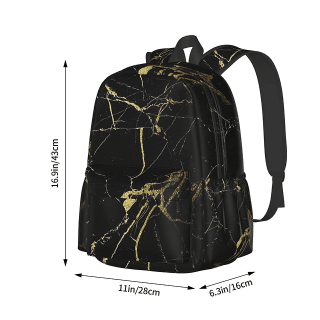 Mochila de 17 pulgadas de mármol negro dorado para ordenador