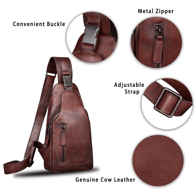 Bolso bandolera de cuero genuino para hombre, bandolera para