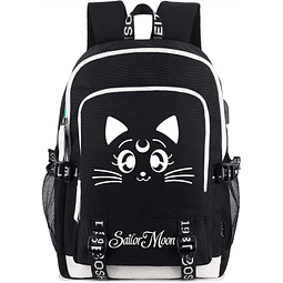 Mochila luminosa de anime para ordenador portátil con puerto