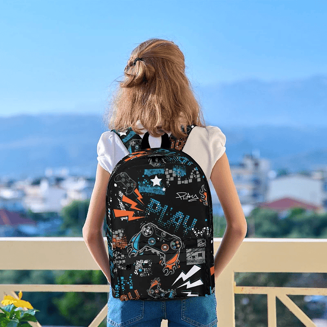 Mochila divertida para videojuegos con armas para jugadores,