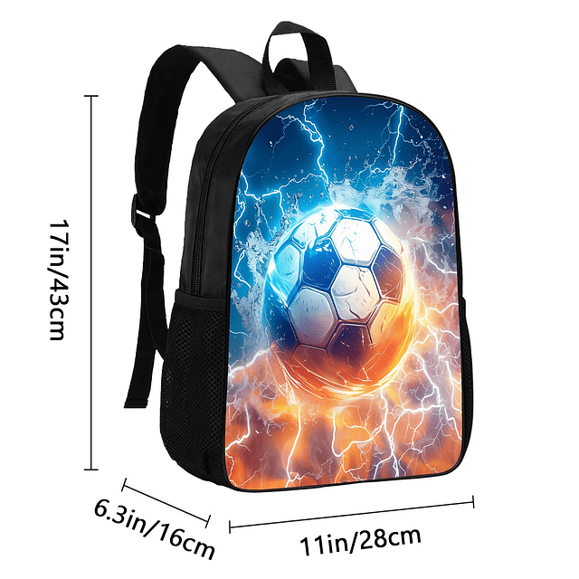 Mochila escolar de fútbol para niños/niñas Mochila negra de