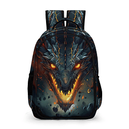 Mochila para niños con estampado de dragón, dragón de fuego