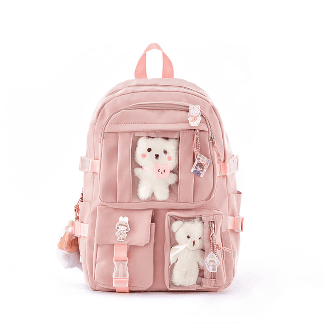 Mochila Kawaii, 20 L, Rosa, Ajustable, para Colegialas y Muj