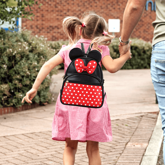 Linda Mochila Roja para Niña Mochilas de Cuero con Mini Rató