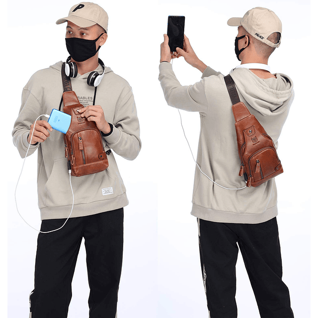 Bolso bandolera de cuero Bolso de pecho para hombre Bolsos b