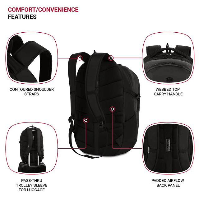 8173 Mochila para portátil, negro/carbón, 19 pulgadas