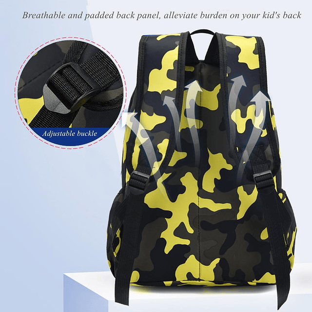 Mochilas para niños pequeños con estampado de camuflaje, moc