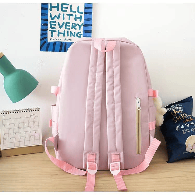 Conjunto de mochila Kawaii de 5 piezas con colgante bonito e