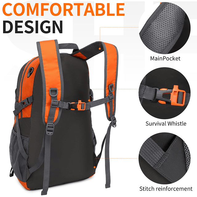 Mochila de senderismo de 40L, mochila ligera impermeable, mo