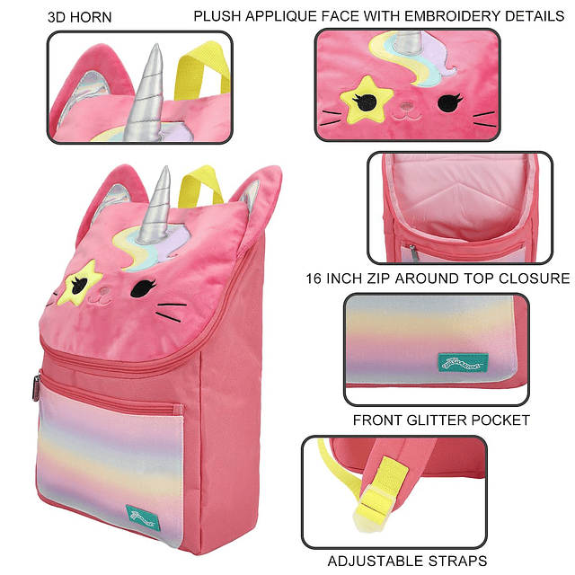 Squishmallows Sienna the Unicorn Cat Mochila juvenil de 16'