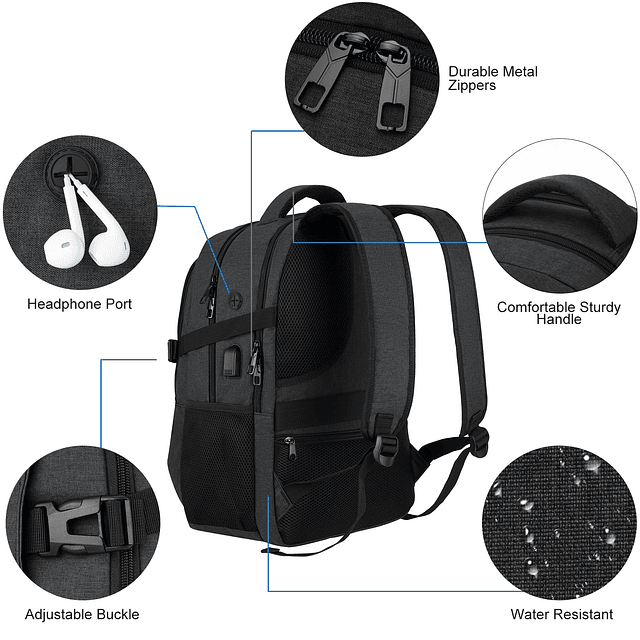 Mochila de viaje para computadora portátil, mochilas escolar