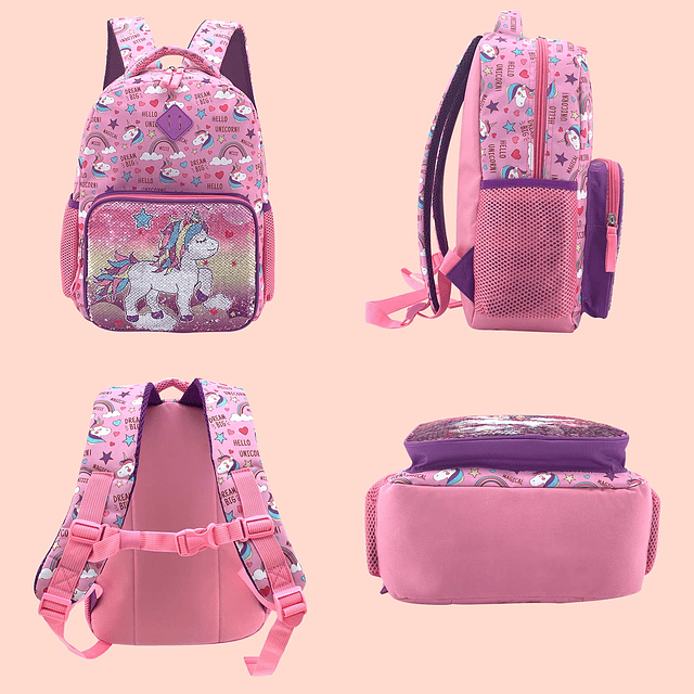 Mochila de unicornio para niñas de 4 a 6 años, mochila para