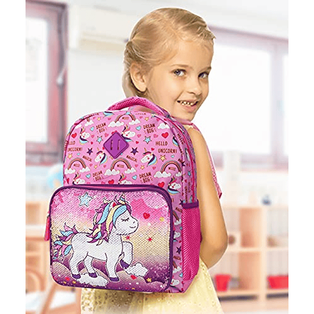 Mochila de unicornio para niñas de 4 a 6 años, mochila para