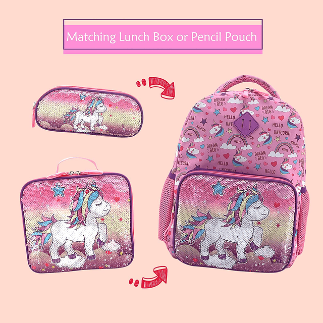 Mochila de unicornio para niñas de 4 a 6 años, mochila para