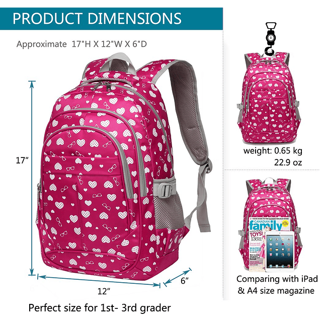 Mochila para niños para niñas de la escuela, jardín de infan