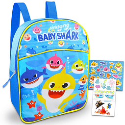 Baby Shark Juego de mini mochila y pegatinas de 11 | Útiles