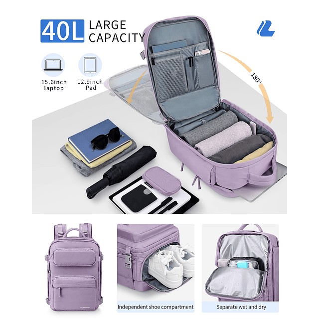 Mochila de viaje impermeable para mujer, mochila para portát