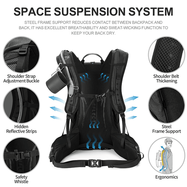 Mochila de senderismo, mochila de senderismo impermeable de