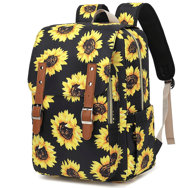 Mochila para ordenador portátil de girasol para mujeres y ni