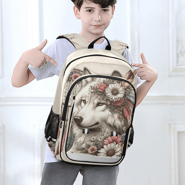 Mochila de lobo para niños y niñas, mochila de lobo atrapasu